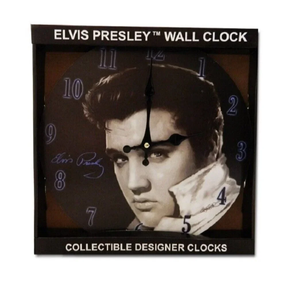New Elvis Presley Black & White Round Wall Clock Collectible King of Rock & Roll